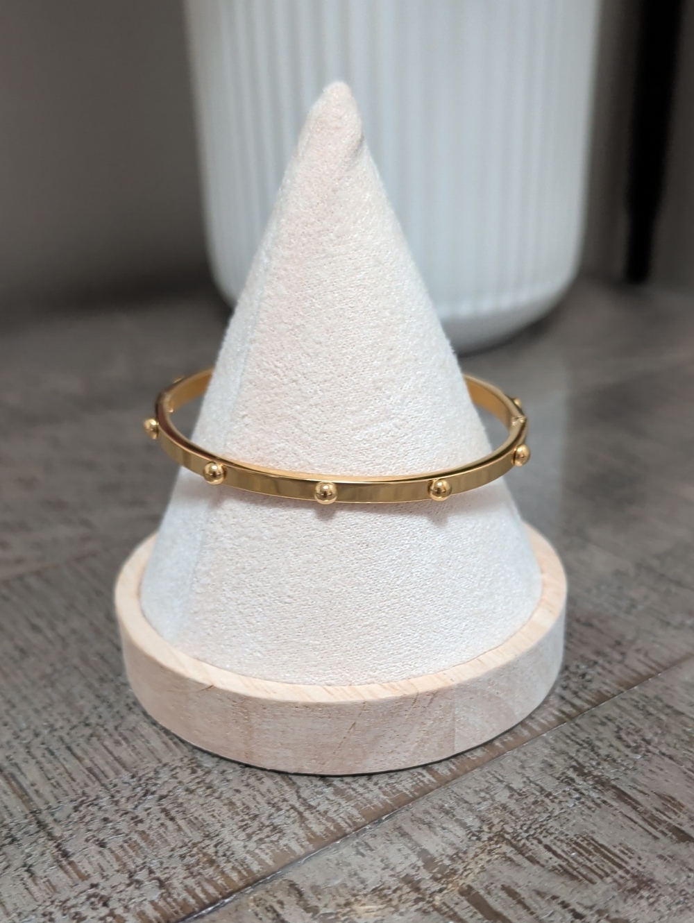 Brushed Gold Stud Accent Hinged Bangle
